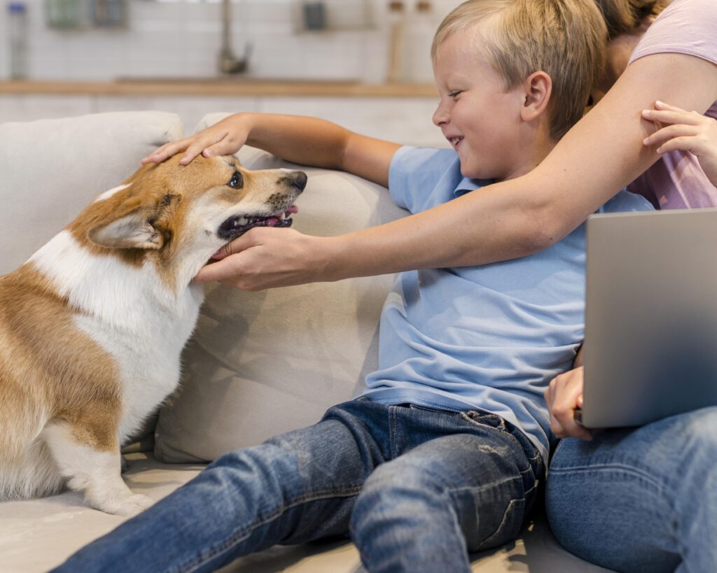 Person with autism engaging with a therapy dog